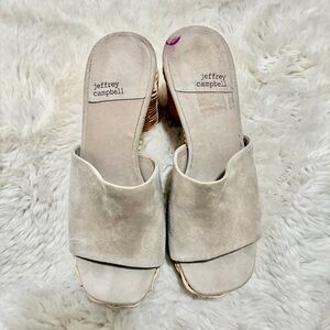 Jeffrey Campbell Cream Platform Mules